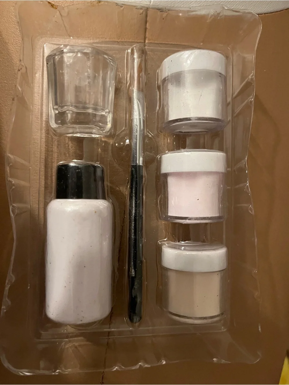 Acrylic Nail Powder Kit with Monomer & Brush - Pink, White, Beige